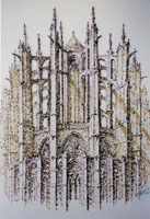 Katedra w Beuveais - rysowana