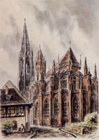 Katedra we Fryburgu w deszczu