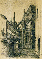 Zaulek przy katedrze we Fryburgu